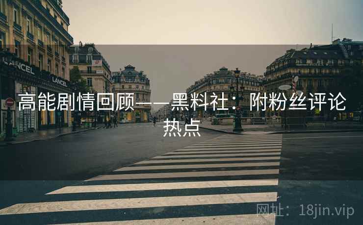 高能剧情回顾——黑料社：附粉丝评论热点