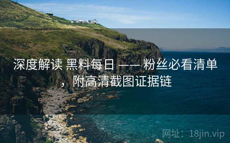 深度解读 黑料每日 —— 粉丝必看清单，附高清截图证据链