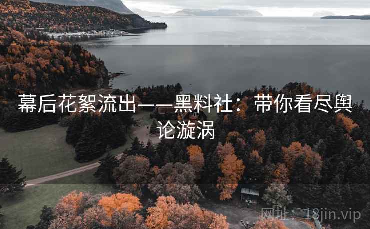 幕后花絮流出——黑料社：带你看尽舆论漩涡